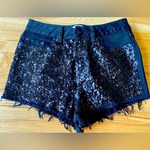 Victoria’s Secrets Pink Size 6 Denim sequin High Waisted Short Shorts Black